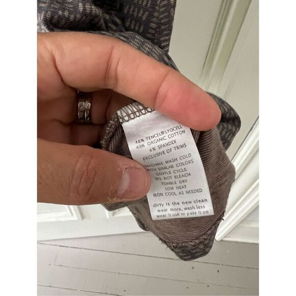 Toad & Co brown black and gray geometric print long sleeve v-neck dress XS - Picture 2 of 4